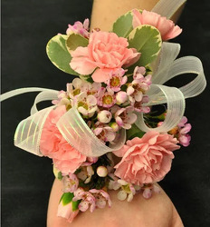 WC106 Light Pink Mini Carnation Wrist Corsage from Fabbrini's Flowers in Hoffman Estates, IL