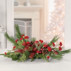 Christmas long and low centerpiece C109 from Fabbrini's Flowers in Hoffman Estates, IL