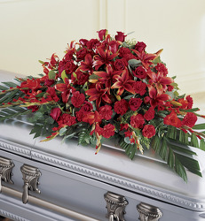 S109 All Red Everything Casket Spray from Fabbrini's Flowers in Hoffman Estates, IL