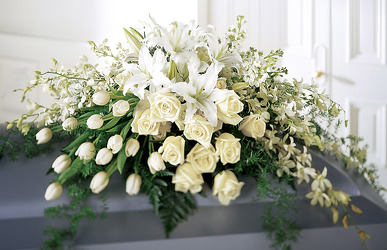 S101 White Casket Spray from Fabbrini's Flowers in Hoffman Estates, IL