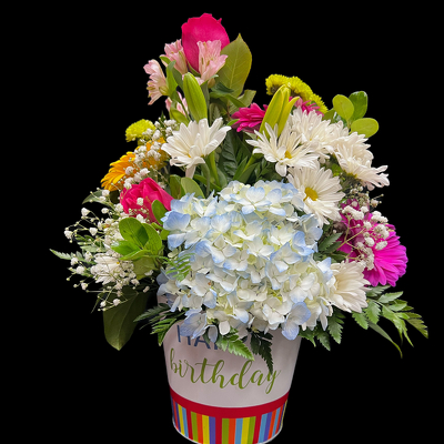B223 Big birthday tin from Fabbrini's Flowers in Hoffman Estates, IL