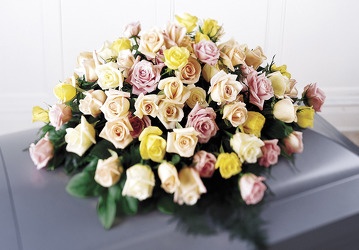 S103 Pastel Rose Casket Spray from Fabbrini's Flowers in Hoffman Estates, IL