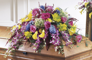 S106 Spring Colored Casket Spray from Fabbrini's Flowers in Hoffman Estates, IL