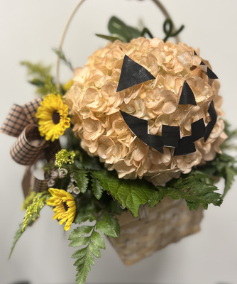 H3 jack-o-lantern basket from Fabbrini's Flowers in Hoffman Estates, IL