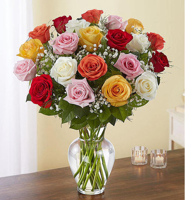 R900 DZ MULTI COLORED ROSES from Fabbrini's Flowers in Hoffman Estates, IL