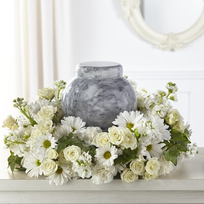 S116 Urn of White from Fabbrini's Flowers in Hoffman Estates, IL