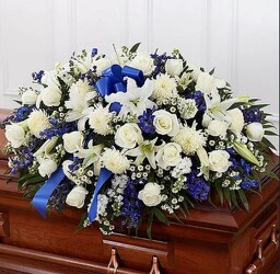 S13B WHITE AND BLUE CASKET from Fabbrini's Flowers in Hoffman Estates, IL