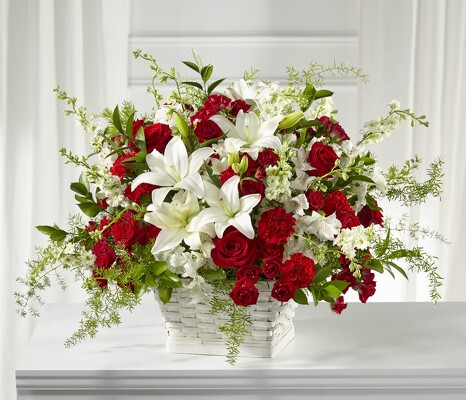 S208 Red and White Fanback from Fabbrini's Flowers in Hoffman Estates, IL