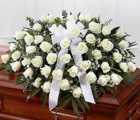 S4B WHITE ROSE CASKET SPRAY from Fabbrini's Flowers in Hoffman Estates, IL