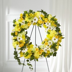 S141 Sunny Memories wreath from Fabbrini's Flowers in Hoffman Estates, IL