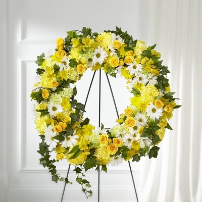 S141 Sunny Memories wreath from Fabbrini's Flowers in Hoffman Estates, IL