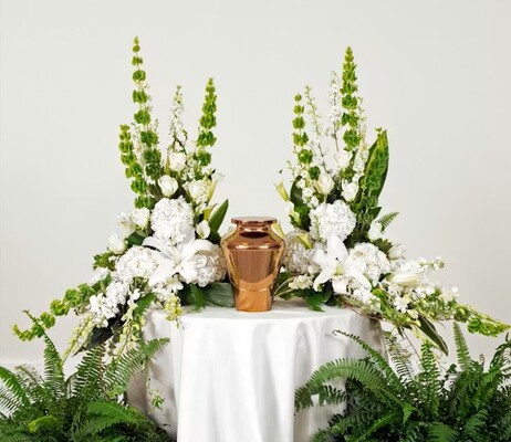 S5C WHITE URN ARRANGEMENT from Fabbrini's Flowers in Hoffman Estates, IL