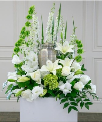 S5D WHITE CREMATION ARRANGEMENT from Fabbrini's Flowers in Hoffman Estates, IL