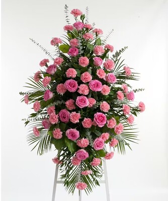 PINK ROSE AND CARNATION EASEL from Fabbrini's Flowers in Hoffman Estates, IL