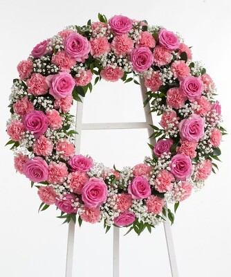 S61D PINK WREATH from Fabbrini's Flowers in Hoffman Estates, IL