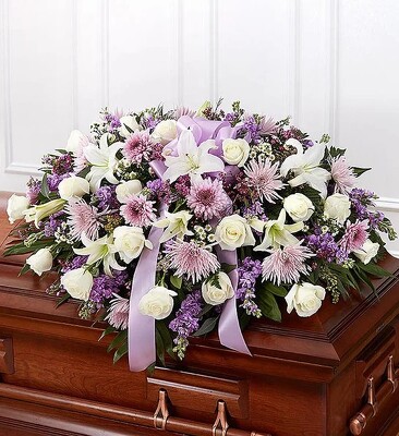 S70E PURPLE AND WHITE CASKET from Fabbrini's Flowers in Hoffman Estates, IL