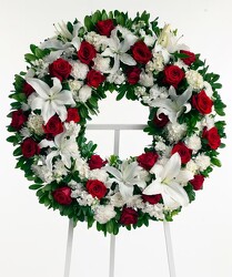 RED WREATH from Fabbrini's Flowers in Hoffman Estates, IL