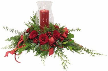 Christmas Hurricane Centerpiece C101 from Fabbrini's Flowers in Hoffman Estates, IL