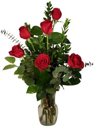 Half dozen roses arranged in vase V106 from Fabbrini's Flowers in Hoffman Estates, IL