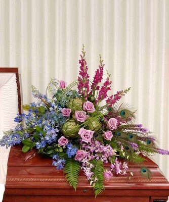 S70D PEACOCK CASKET from Fabbrini's Flowers in Hoffman Estates, IL